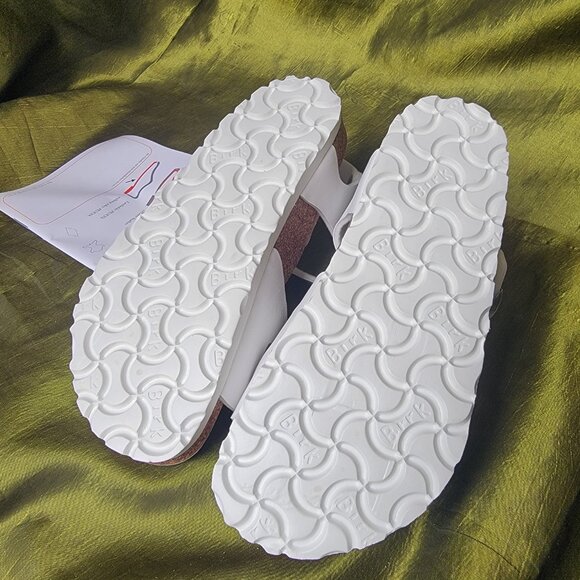 White Birki's Sandals with Beach Themed Insole Size 13 Girls - Picture 8 of 9